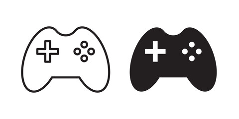 Game controller icon flat outline in black © Win