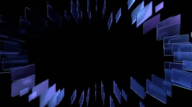 Abstract geometric background, rotating ring of a glass blocks, 4k seamless loop 3d animation