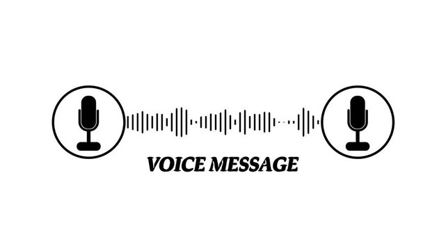 Animated voice message sound wave with microphones for digital communication and audio messaging apps