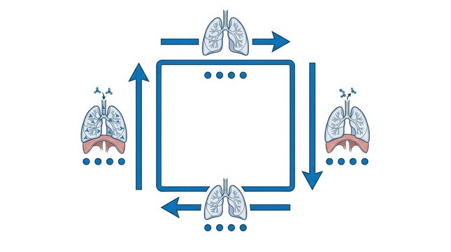 Box breathing technique diagram illustrating controlled respiration for stress management, promoting focus and mental well being through mindful breath exercises