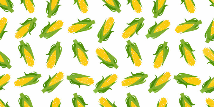 Corn Pattern A Seamless Repeating Vector Illustration On White Background