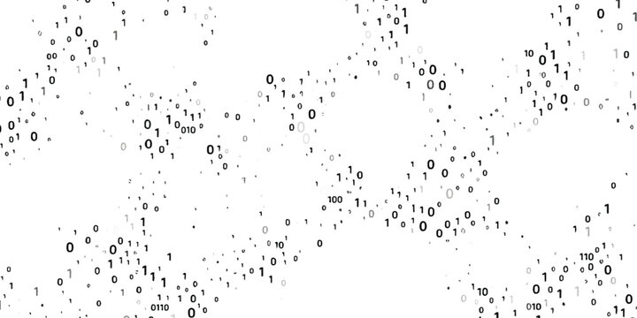 Abstract digital background with floating black binary code numbers zero and one