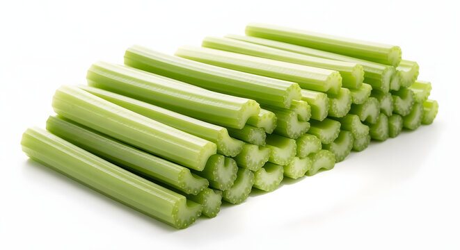 Stack of fresh green celery stalks