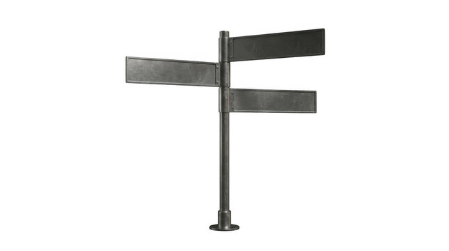 Blank metal directional signpost isolated on transparent background