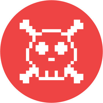 Pixelated Skull and Crossbones on Red Circle 4096px