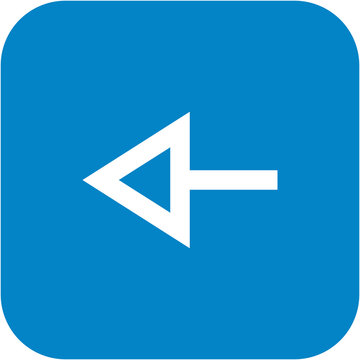 White Left Arrow on Blue Rounded Square direction symbol