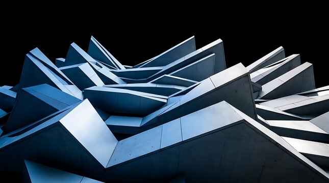 Abstract architectural detail of modern building facade with dramatic lighting
