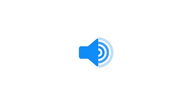 Animated speaker volume icon with dynamic sound wave signal, Microphone sound voice speaker on white background.