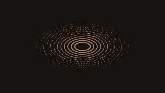 Abstract dotted concentric circles pattern forming a ripple effect on a dark background