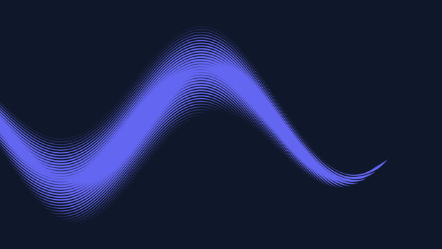 Abstract blue wave graphic element with flowing lines on a dark background for modern design