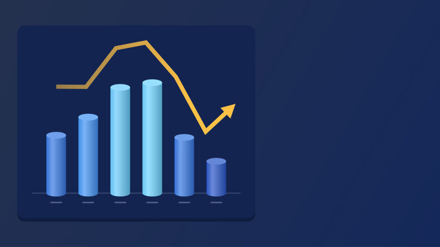Financial data visualization with bar and line graphs showing trends