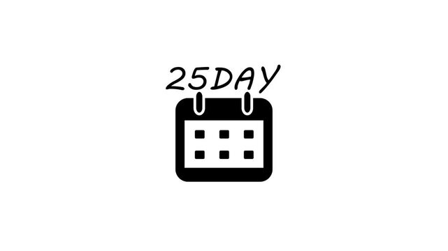 25 day countdown calendar animation minimalist black and white for business planning, deadlines, and event management
