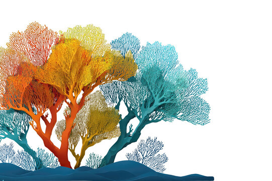 Vibrant colorful sea fan gorgonian coral colonies forming marine reef ecosystem biodiversity habitat