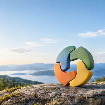 Colorful interlocking shapes as a teamwork concept