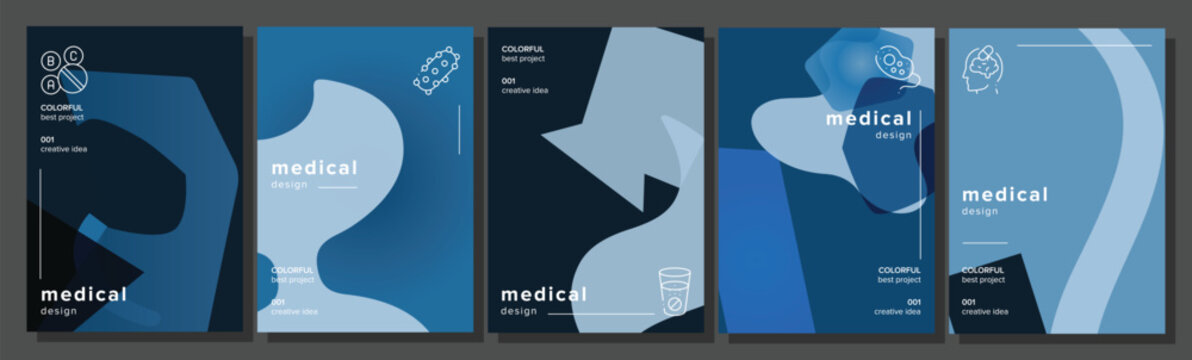 Futureproof waves board medical abstract geometric a4 poster. tech art, flowing screens, hexagons line, advertising overlap vector medical background illustration