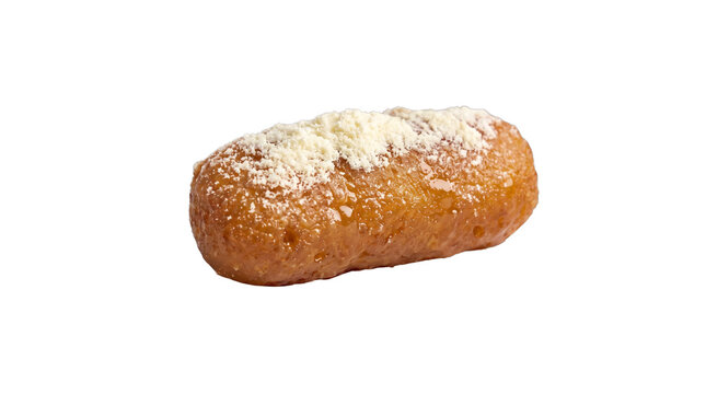 Traditional sweet fried pastry soaked in sugar syrup dusted with grated coconut milk powder