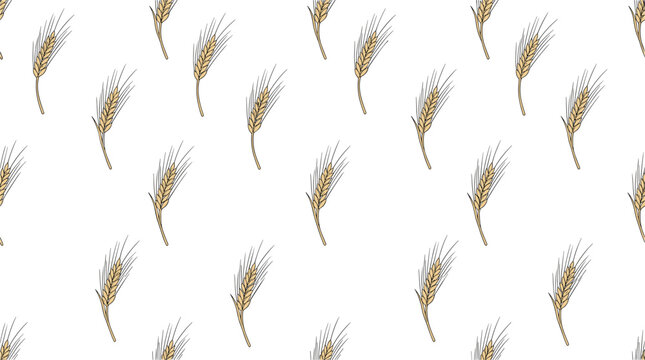 Wheat ears seamless pattern yellow grain stalks for bakery branding.