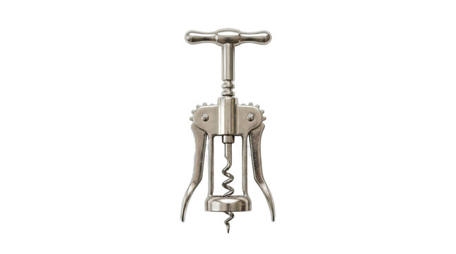 Vintage hand-operated screw press with a T-shaped handle and curved support arms for clamping