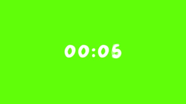 60 Second Digital Countdown Timer on Green Screen Chroma Key