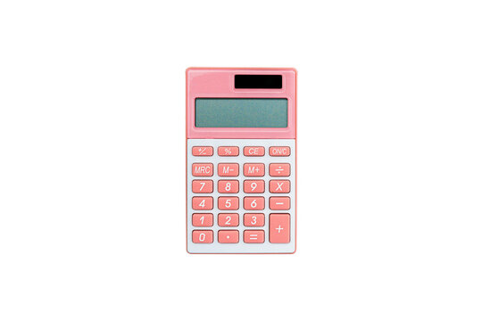 pink calculator isolated on white