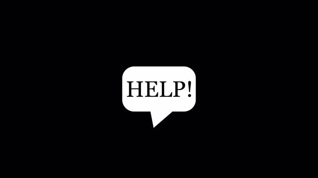 Animated Help text sign in speech bubble animation in 4k animation with alpha channel doddle help sign bubble speech on transparent background text animation help!