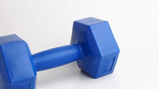 Blue 2.0 kg Hexagonal Dumbbell Fitness Equipment on White Background