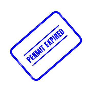 A blue rubber stamp graphic clearly indicates a permit has expired featuring a simple rectangular border design for official documentation and notices