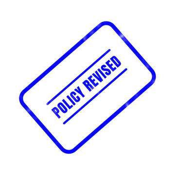 Policy revised stamp illustration depicting official updates and regulatory compliance in a business setting