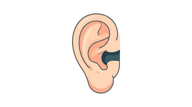 Human Ear with Earplug for Hearing Protection and Noise Reduction - Healthcare and Safety Illustration