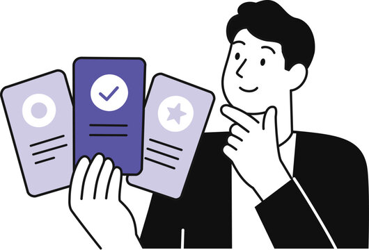 Businessman choosing between different subscription plan options