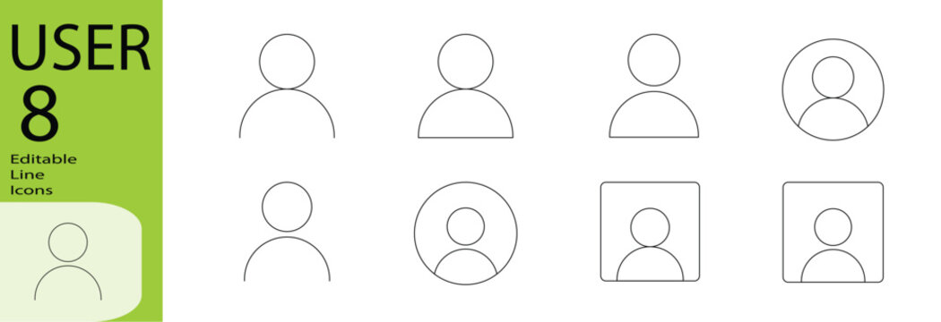 User icon set. Editable stroke.