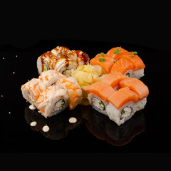 Gourmet Sushi Set with Salmon, Shrimp, and Eel Rolls © Дмитрий Ульянов