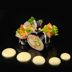 Gourmet Shrimp Sushi Rolls with Nori and Sauce © Дмитрий Ульянов
