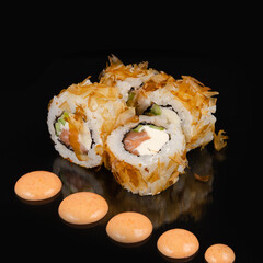 Gourmet Bonito Sushi Rolls with Salmon, Cream Cheese, and Cucumber © Дмитрий Ульянов