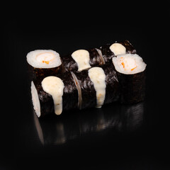 Gourmet Shrimp Sushi Rolls with Nori and White Sauce © Дмитрий Ульянов