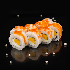 Gourmet Shrimp and Mango Sushi Rolls with Cream Cheese and Sauce © Дмитрий Ульянов