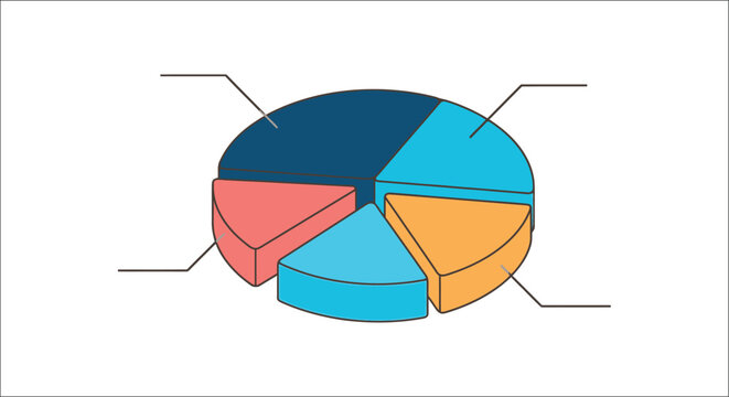 A colorful pie chart illustration depicts proportional segments against a white background piechart pie chart segment vector