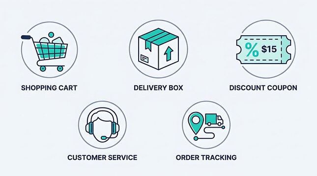 E-commerce and online shopping service thin line icons set for retail delivery tracking and customer support
