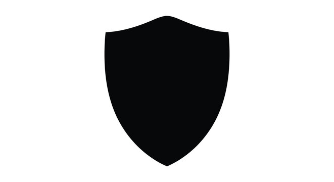Black shield silhouette against a white background a heraldic defense symbol