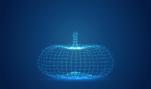 mesh 3D object, bright glow on a blue background