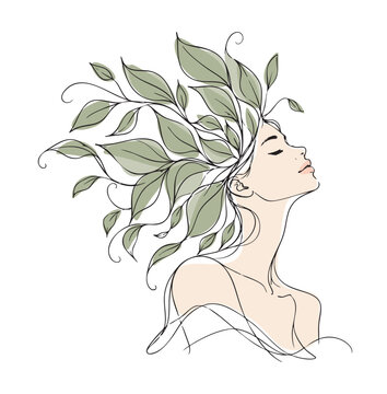 Woman with Leaves Instead of Hair