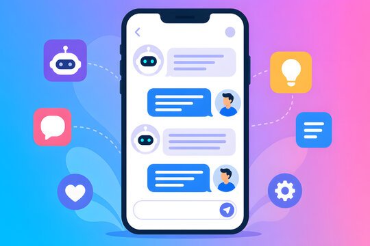 Mobile chatbot interface with a friendly robot avatar
