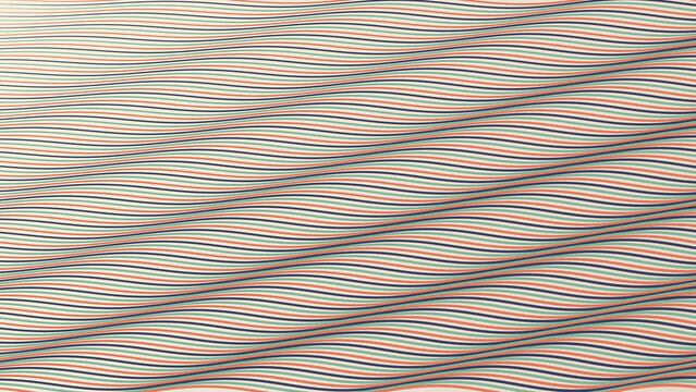 Abstract background, with repeating wavy, lines in soft, pastel colors including, orange, teal, and, dark blue on, a light beige, textured surface isolated on a transparent background