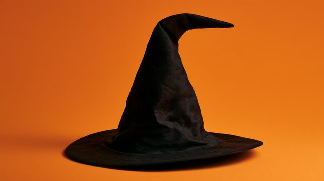 Black witch conical hat on isolated background. Halloween decor