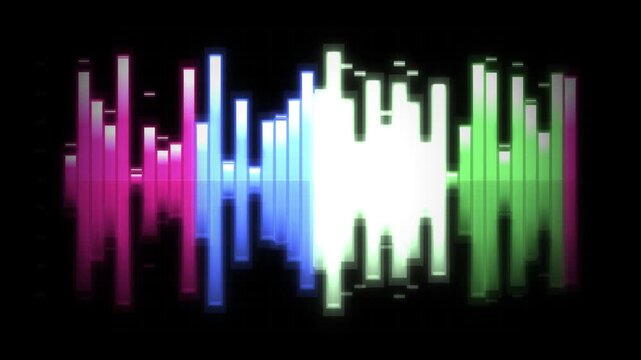 Multicolored glowing audio waveform loops seamlessly across a pure black background