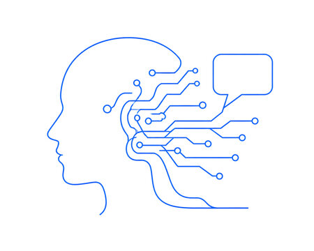 Circuit head silhouette with a speech bubble