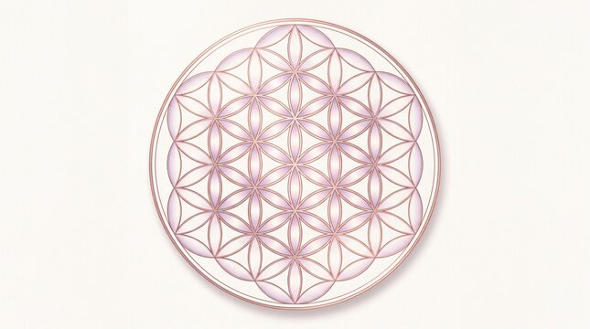 Flower of Life Sacred Geometry Pattern in Rose Gold and Lavender