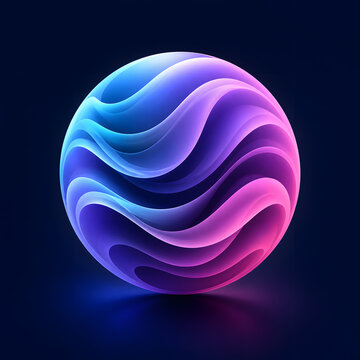 Abstract blue and purple sphere made of flowing waves