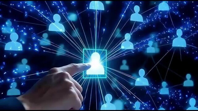 Corporate HR Professional Selecting Standout Candidate From Connected Digital Talent Network