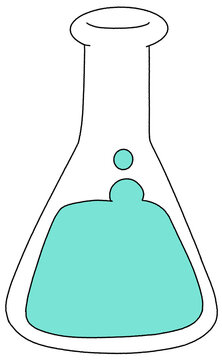Laboratory glassware cartoon illustration.